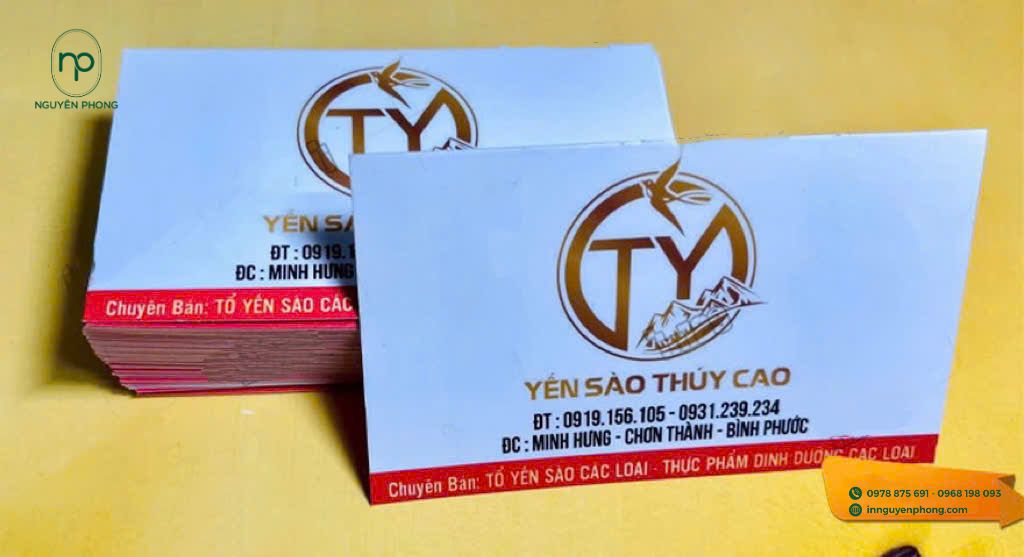 in card visit yến sào bằng chất giấy couche
